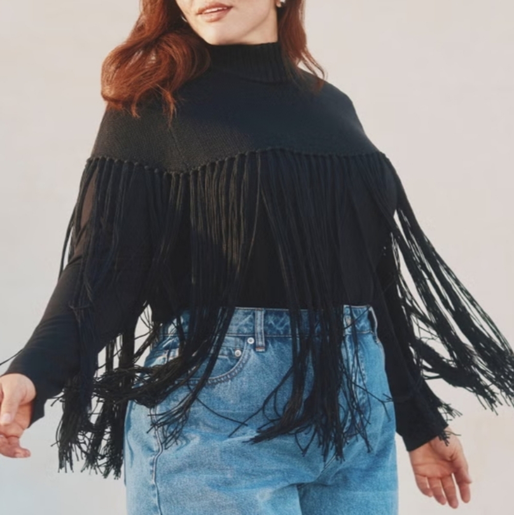 Eloquii | Fringe Half Sweater - Picture 3 of 4